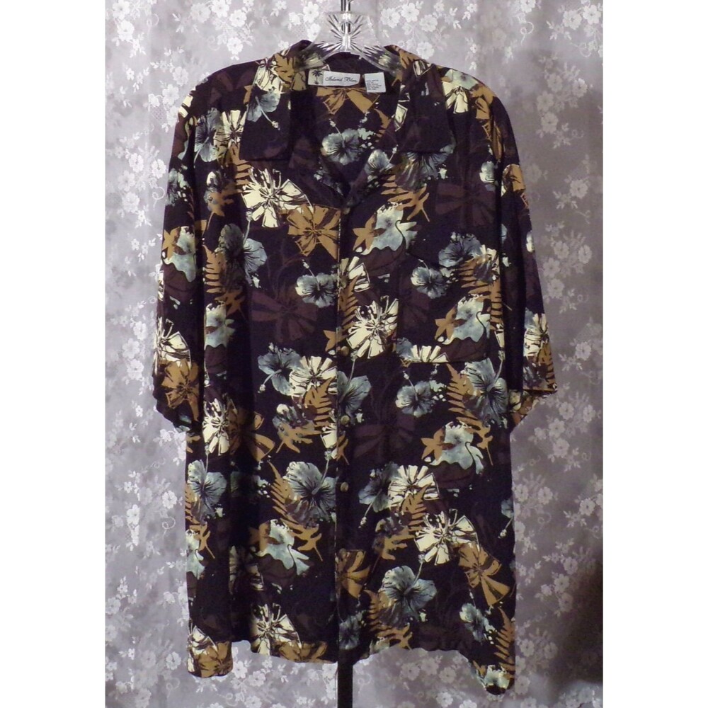 Vintage 90s Hawaiian Shirt 1990s Hibiscus Tropical Summer Resort Rayon Size XL